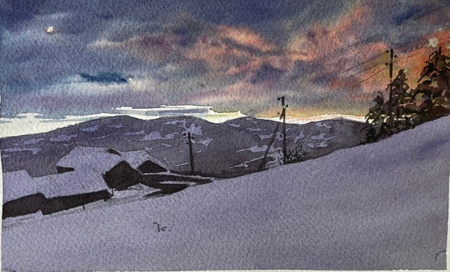 Aquarelle : perfectionnement (paysage d'hiver)