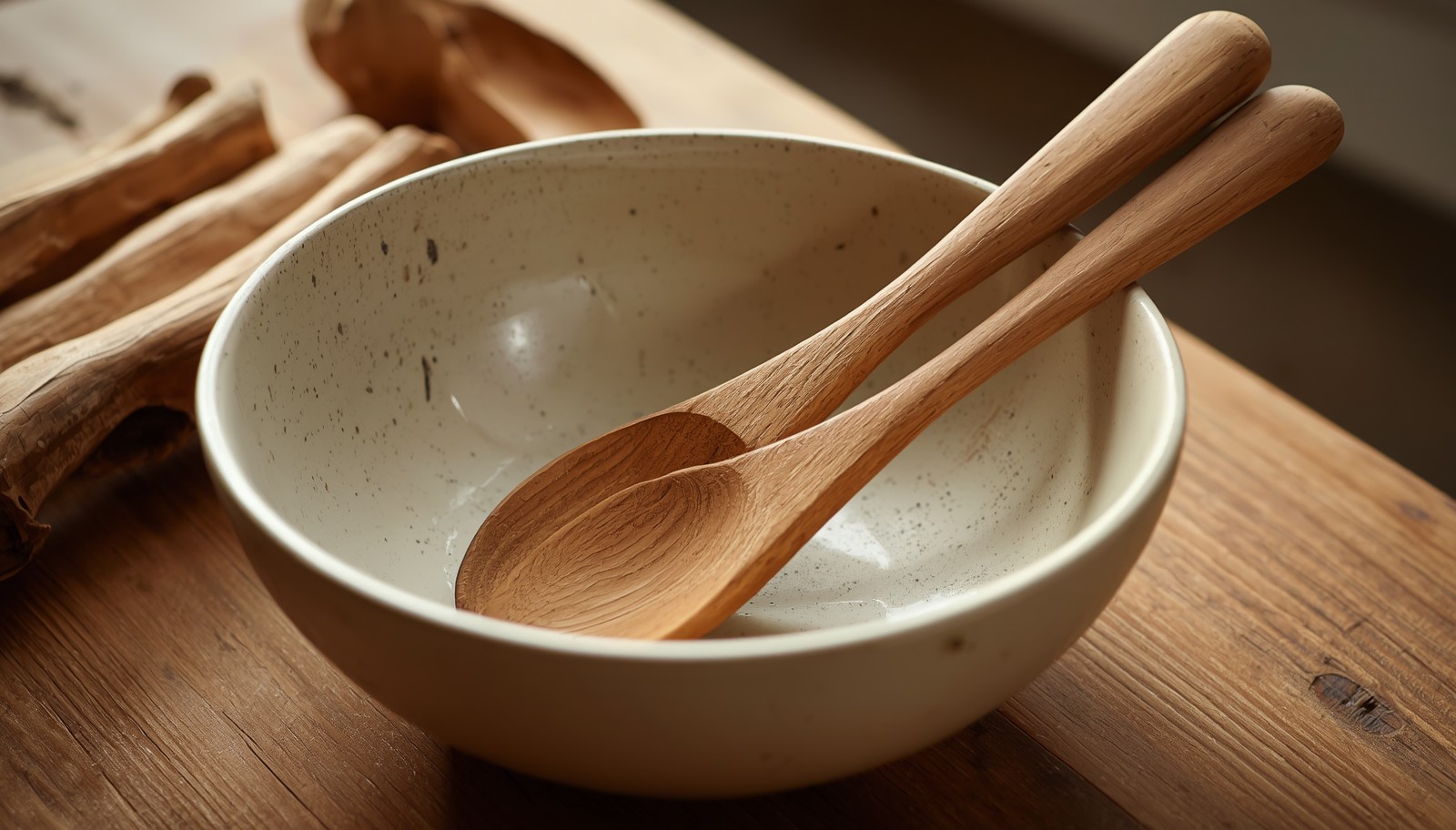 Atelier céramique et travail du bois : fabrication d'un service à salade complet